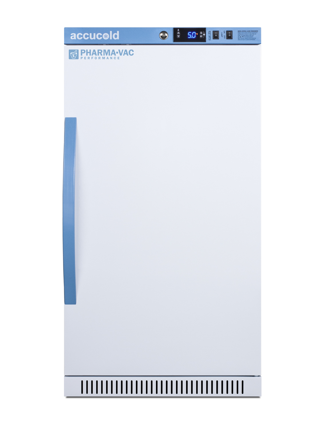 Performance series Pharma-Vac 2.83 cu.ft. ADA height solid door commercial all-refrigerator for the display and refrigeration of vaccines; designed for recessed or freestanding installation